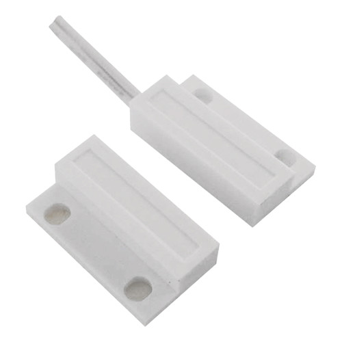 Contacto magnético - Apto para instalação em madeira - Tecnologia Reed - Sistema de conexão por 2 fios - Resistência a choques mecânicos e elétricos - Tamanho reduzido