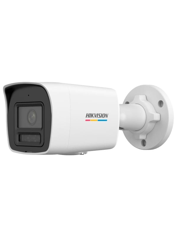 Hikvision câmara IP Bullet gama VALUE ColorVu3.0 - Resolução 4 MPx | PoE IEEE802.3af - ColorVu3.0: imagem a cores HIKAI-ISP F1.0 1/1.8" - 2.8 mm | Microfone | Luz híbrida até 30m - Detecção de movimento 3.0 - IP67