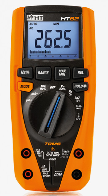 HT62 - HR000002 - Multímetro digital TRMS com medição de temperatura com sonda K