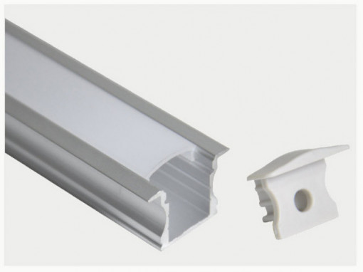PF202 - High aluminum profile Flash with tab 17x15x2000mm Opalino - Quant. supplied = 1 un