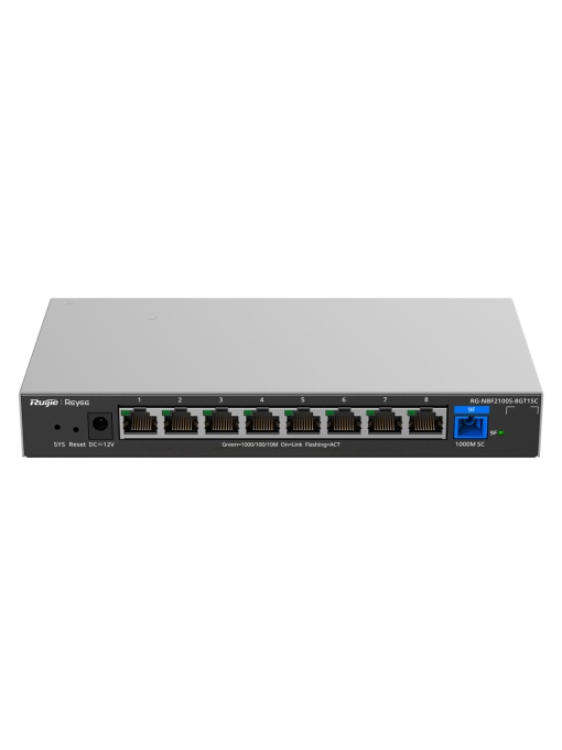 Reyee E -lightten Switch Cloud Capa 2 - 8 portes rj45 gigabit - 1 port optique SC 1G (PON) - Vitesse 10/100/1000 Mbps - Vlan / Loop Prevention / Prevention Isolation - Dhcp Snooging / Miroring Doors