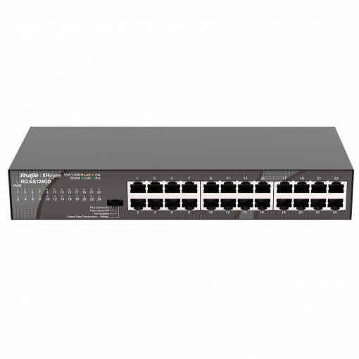 Reyee Switch Sobremesa - Carcasa Metal - Enrackable - 24 puertos RJ45 - Velocidad 10/100/1000 Mbps - Plug and Play - Tecnología ahorro de energía