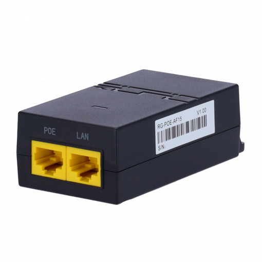 Ruijie - Inyector Papa IEEE802.3af - Puertas RJ45 10/100/1000 Mbps - Fuerza 15.4 W - Distancia máximo 100 m - Diseño compacto
