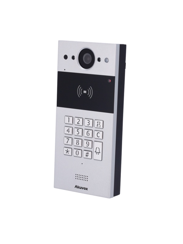 Sistema de videoporteiro 2 fios montados à superfície - Câmara 2 Mpx | Áudio bidirecional - Abertura com cartão EM/MF, NFC e PIN | 1 relé - Códigos temporais | SIP padrão - Manutenção Cloud - Ligação de monitor e placas via Cloud