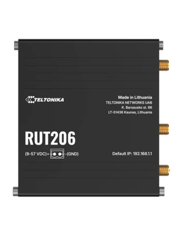 Teltonika Router 4G Industrial - 2 portas Ethernet RJ45 Fast Ethernet - 4G (LTE) Cat 4 até 150Mbps - 1 x 6-pin RS232/RS485 - Wi-Fi 802.11b/g/n 2.4GHz - Caixa de alumínio