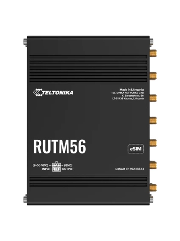 Teltonika Router Industrial 5G - Modem duplo (1x Modem 5G , 1x Modem 4G) - 5 portas 10/100/1000Mbps - WiFi 802.11 b/g/n/ac - Caixa de alumínio
