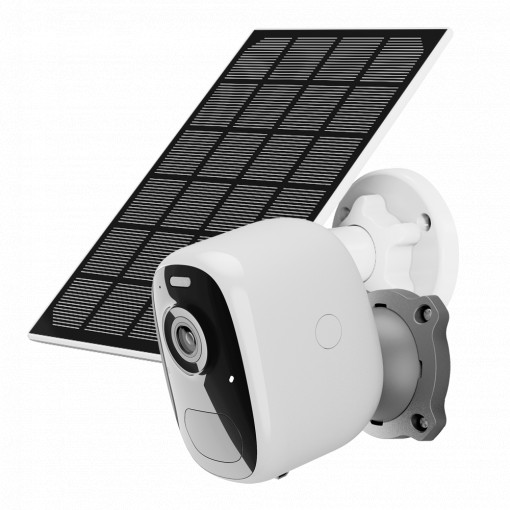 VicoHome Exterior 3Mpx Wifi alimentado por bateria - Sensor PIR / Deteção inteligente (nuvem) - Painel solar 3W / Bateria 5000 mAh - Lente 2.97mm/ IR7m/ LED branco - Áudio bidirecional / slot SD - VicoHome e aplicações Cloud / Alexa