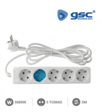 000000020 - 8436021940209Base múltiple 5T (3x1,5mm) 3M Blanco
