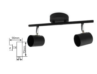001905358 - 8433373053588Spot de teto duplo linear GU10 preto