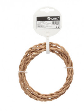 101025020 - 8433373069817Cabo têxtil 2,5M (2x0,75mm) trançado Castanho claro