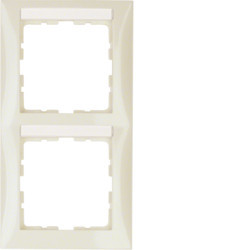 10128912 - S.1 - marco x2 p.-ETIQ. vertical., crema HAGER Ean:4011334276982