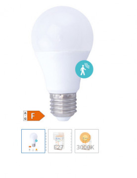 200680000 - 8433373061620Lâmpada LED padrão com sensor de presença 9W E27 3000K
