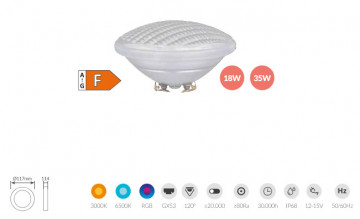 201400003 - 8433373061910Lâmpada LED para piscina PAR56 18W GX53 6500K