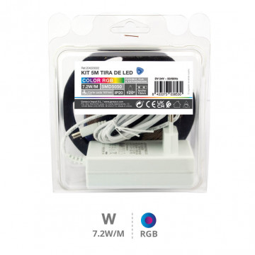 204020002 - 8433373038530Kit 5M Cinta LED 7.2W/M IP20 RGB preparado