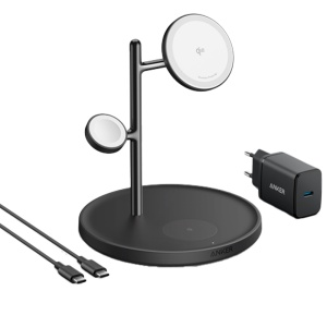 3 in 1 Anker Wireless Charger - Maggo Technology - Quick Loading: iPhone, AirPods, Apple Watch - Load devices 3 at a time - Device Placement Structure - Black color