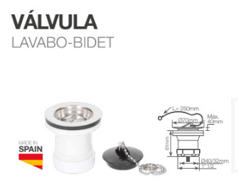 404035014 - 8433373058064 Vanne d'évier - bide 1 "1/2 Ø70 mm