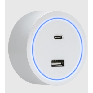 41819 - Tomada Magnética USB A+C com LED Branco