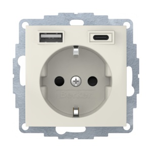 48048982 – S.1/B.x – Schuko mit USB A+C, Creme HAGER EAN:4011334528395