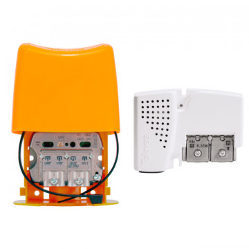 Amplificador Mástil Nanokom 3e/1s "Fácil" Vhfmix-UHF[dc]-Fimix[dc] con USOS + F.Alimento Picokom 1e/1s "Fácil" 12V-220mA (Referencias.561621+5796) (Ampolla T1)
