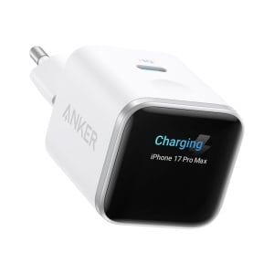 Anker - Carregador Mini USB - Potencia 45W - Carregamento rápido GaN | Ecrã inteligente - Saídas 1x USB-C - Cor branca | Detecção automática