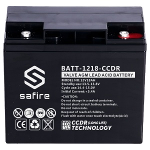 Bateria recarregável - Tecnología chumbo ácido AGM - CCDR - Tensão 12V - Capacidade 18Ah - 167 x 77 x 182 mm / 4.75 Kg - Para backup ou utilização directa