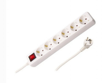 Bloc blanc 6x schuko 3m 3G1,5 mm2