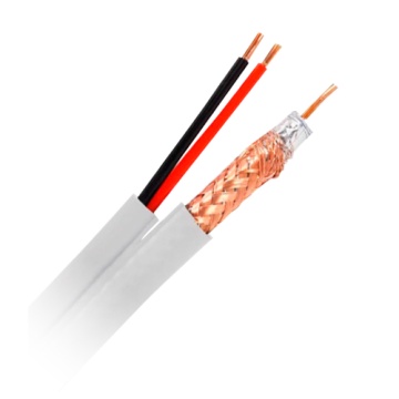Câble combiné - Mini RG59 + SIAMES POWER - 100 mètres bobine - Couverture blanche - Diamètre extérieur 6,0 mm - Perte minimale
