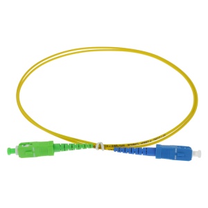 Cabo de ligação de fibra ótica simplex - Fibra monomodo G657A2 de alto desempenho - Conectores híbridos SC APC e SC UPC - Comprimento exato de 1 metros - Revestimento exterior LSZH seguro contra incêndios - Compatibilidade de utilização genérica e univers