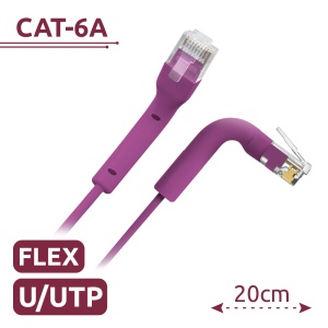 Cabo UTP flexível - Ethernet - Conectores RJ45 - Categoria 6A - 0,2 m - Cor roxo