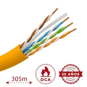 Cabo UTP Uniview sem halogéneos - Categoria 6 - Atende com 90m Fluke test - Bobine de 305 metros - Diâmetro 0.5 mm - Isento de halogéneos