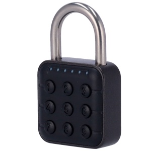 Cadeado inteligente Bluetooth - Abertura através de PIN e APP - Capacidade de 200 palavras-passe - Diâmetro do arco de 6 mm - Alimentação com baterias CR2023 - Apto para exterior IP67