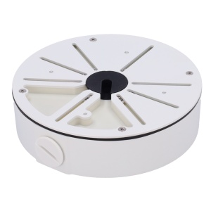 Caja de conexiones - Para cámaras Bullet, Domo y Turret - Para cámaras con la salida de cable descentrada - Instalación en techo o pared - Color blanco | 173 Ø × 45.5 (Fo) mm