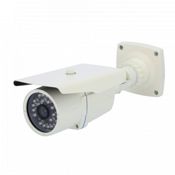 Câmara IP 720p para exterior - 24 LEDs IR Alcance 25 m - Instalação Plug&amp;Play - Ethernet e Wifi - Gravação no cartão SD - Acesso através de conta na nuvem