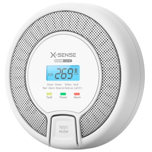CO Autonomie X-Sense Detector - Batterie remplaçable - Éclairage de l'indicateur d'alarme - Alarme sonore 85 dB A 3M - Bouton de test et écran LCD - Certificat EN 50291