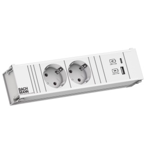 Coni pure white 2 tomas + usb a & c22w 0.20 mts.cabl