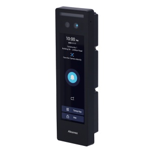 Controlo de acesso IP65 IK07 - Reconhecimento facial, cartão MF, NFC, BLE e QR | 2 relés - 5.000 utilizadores | 20.000 registos - Controlador integrado | Wiegand e RS485 - 4.59" TFT tátil | TCP/IP e PoE - Ligação via Cloud | Saída 12V