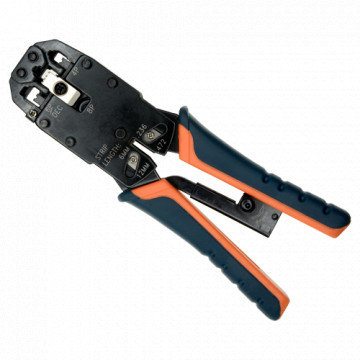CRIMPING TOOL - High quality professional model - Connectors: RJ45, RJ11, RJ12 - Cable: UTP - Easy to use, fast - cable cutter blade