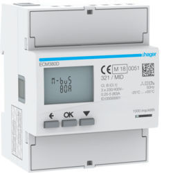 ECM380D - Central Measurement 3F 80A 4M MBUS MID HAGER EAN: 3250612231348
