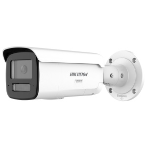 Hikvision câmara IP Bullet gama PRO ColorVu3.0 - Resolução 6 MPx | Lente 4 mm - ColorVu3.0: imagem a cores HIKAI-ISP F1.0 1/1.8" - Alarmes | Microfone duplo | Luz híbrida até 60m - AcuSense3.0 | Luz de dissuasão policial - PoE+ | Grau de proteção IP67, NE