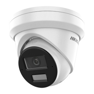 Hikvision Câmara Turret IP gama PRO - Resolução 4 Megapixel (2688x1520) - Lente 4 mm - Deteção de rostos | Conjunto de microfones duplos - Alcance da luz híbrida 30 m | PoE | MicroSD | IP67 - AcuSense | Deteção de movimento 2.0