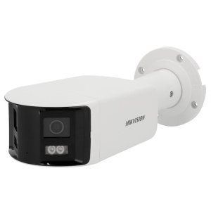 Hikvision - Panoramic Chamber Bullet IP Pro - Résolution 6 mégapixels (3632x1632) - 2,8 mm lentille | ColorVu | Microphone et houblon - Lumière blanche 40 m | Dissuator Sirene et flash - Détection de mouvement 2.0 | Acsoir