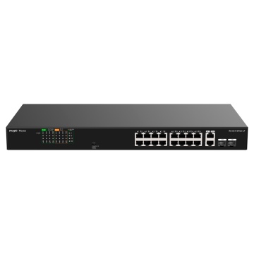 Interrupteur de bureau Reyee POE - Boîte métallique - Assemblage du rack - 16 portes RJ45 10/100 Mbps + 2 Gigabit de liaison montante - 16 PoE + 802.3af / at | Power total 120W - Plug and Play - Technologie d'épargne électrique