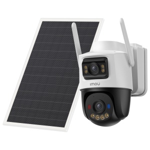 Kit Câmara AOV Dual kit 5MP+5MP - 4G+SIM / Wi-Fi/ 10000 mAh / Painel solar 8W - 3.6mm / Autotracking / IV + Full-color - Áudio bidirecional / Sirene + flash azul-vermelho - IMOU SENSE humanos + 128GBSD - Apta para exterior