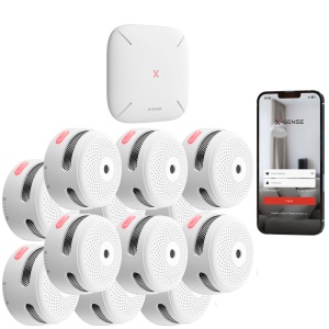 Kit de deteção de incêndio autónomo X-Sense - Inclui 12 detetores de fumo XS01-M e Hub SBS50 - Ligação ao HUB SBS50 para comunicação via APP - Permite ligar detectores 50 na mesma rede - Alarme sonoro 85 dB a 3m - Certificado EN 14604