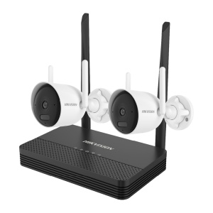 Kit de videovigilância Wifi da Hikvision - 2 Câmaras bullet 4 Mpx | Lente 2.8 mm - IR e luz branca com alcance até 30 m - Microfone e altifalante integrados | IP66 - NVR 4 canais IP - Espaço para 2 MicroSD