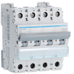 NFN406 - Interruttore automatico 4P 6A C 6/10kA 4M HAGER EAN:3250614628412