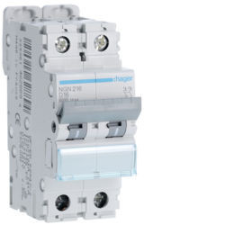 NGN216 - Interruttore automatico 2P 16A D 6/10kA 2M HAGER EAN:3250614628894