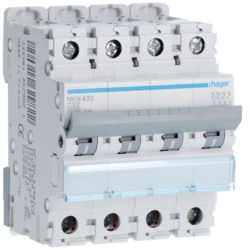 NKN432 - Interruttore automatico 4P 32A C 10/15kA 4M HAGER EAN:3250614629822