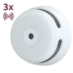 Packung mit 3 autonomen X-Sense-Mini-Rauchmeldern – 2,4-GHz-WLAN-Kommunikation – Verbindung über APP – Batterielebensdauer 1 Jahr (austauschbar) – Akustischer Alarm 85 dB bei 3 m – EN 14604-Zertifikat