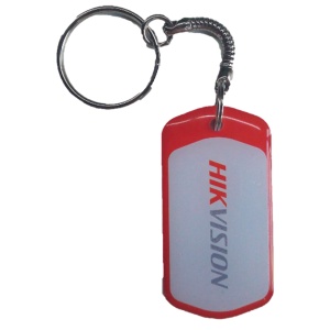 Porta-chaves TAG de proximidade - ID por radiofrequência - MF passivo | Vermelho com o logótipo Hikvision - Alta frequência 13.56 MHz - Leve e portátil - Máxima segurança